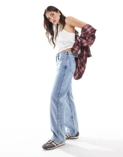 Hollister High Rise Dad Jean In Blue Wash For Women -Hollister Shop 207895939 3