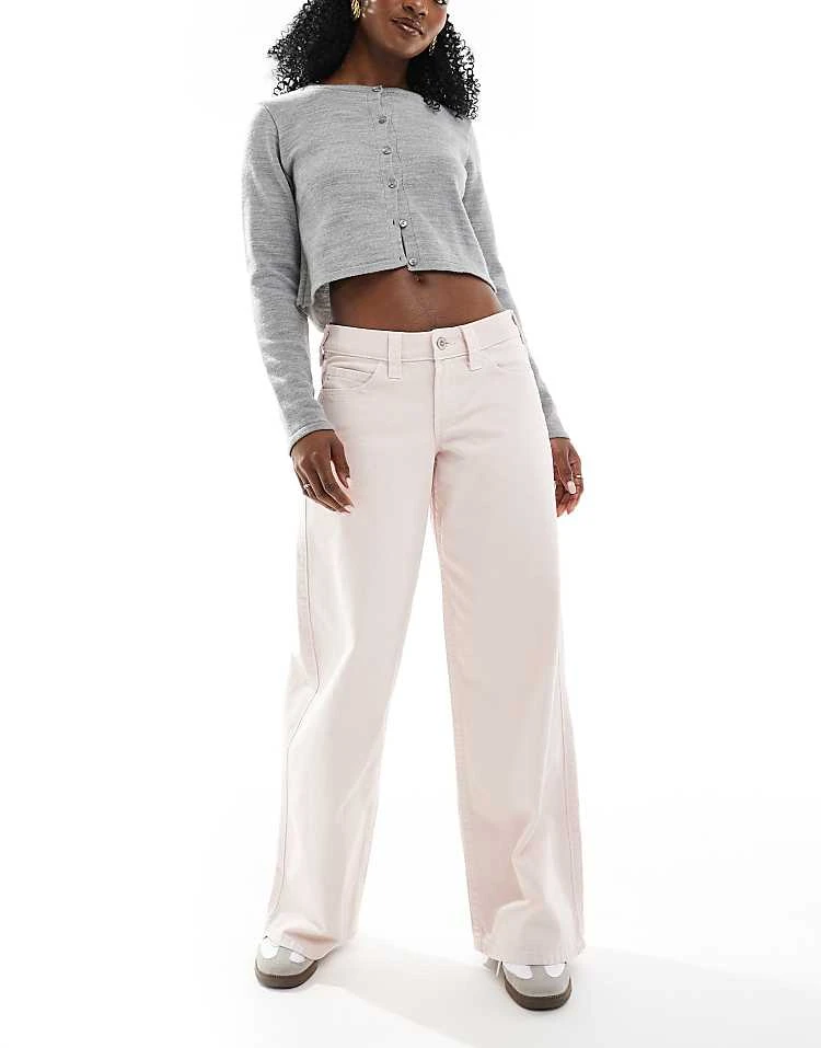 Hollister Low Rise Super Baggy Jean In Light Pink Overdye Wash For Women 3 Hollister Low Rise Super Baggy Jean In Light Pink Overdye Wash For Women