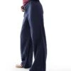 Hollister Low Rise Linen Wide Leg Trouser In Navy For Women
