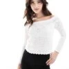 Hollister Off Shoulder Crochet Jumper In White For Women -Hollister Shop 207896000 1 white