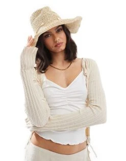 Hollister Crochet Cowgirl Hat In Tan For Women