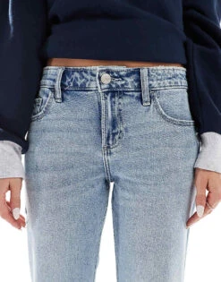 Hollister Low Relaxed Straight Leg Jean In Light Blue Wash For Women Mid Wash 11 Hollister Low Relaxed Straight Leg Jean In Light Blue Wash For Women Mid Wash -Hollister Shop 207896019 4
