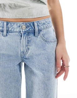 Hollister Low Rise Baggy Jean In Light Distressed Wash For Women Light Blue -Hollister Shop 207896031 4