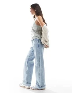Hollister Low Rise Baggy Jean In Light Distressed Wash For Women Light Blue -Hollister Shop 207896031 5