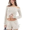 Hollister Off Shoulder Crochet Jumper In Oatmeal For Women -Hollister Shop 207896058 1 oatmeal