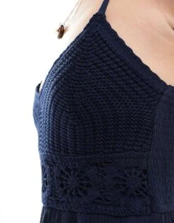 Hollister Crochet & Woven Mix Maxi Dress With Hanky Hem In Navy For Women -Hollister Shop 207896059 4