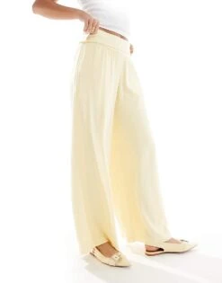 Hollister Foldover Super Pull On Trousers In Yellow For Women