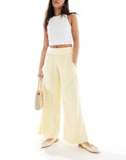 Hollister Foldover Super Pull On Trousers In Yellow For Women 10 Hollister Foldover Super Pull On Trousers In Yellow For Women -Hollister Shop 207896094 3