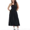 Hollister Strappy Back Puffball Maxi Dress In Black For Women -Hollister Shop 207896111 1 black