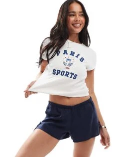 Hollister Pull On Tie Waist Linen Flippy Short In Navy For Women