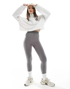 Hollister Cropped Half Zip Sweat Top With Raw Hem Detail In Charcoal For Women -Hollister Shop 207896167 4