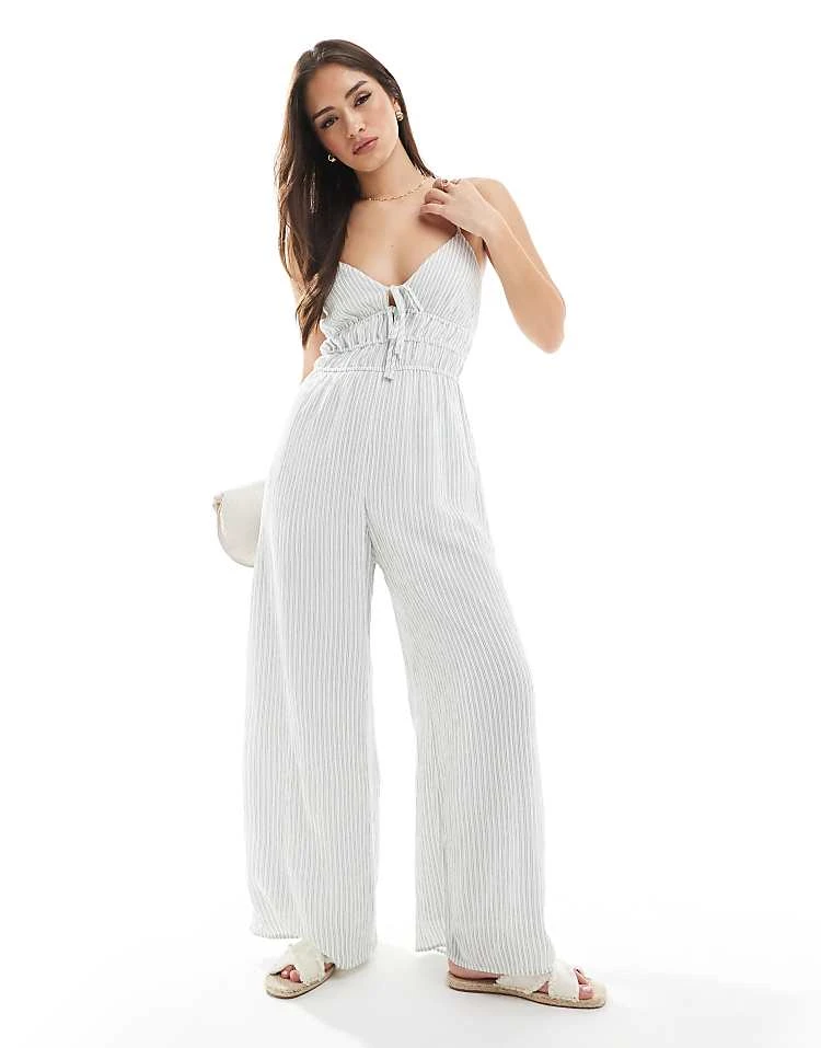 Hollister Cami Strap Jumpsuit With Double Tie Front Detail In Pinstripe For Women Multi 7 Hollister Cami Strap Jumpsuit With Double Tie Front Detail In Pinstripe For Women Multi - Image 5