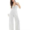 Hollister Cami Strap Jumpsuit With Double Tie Front Detail In Pinstripe For Women Multi