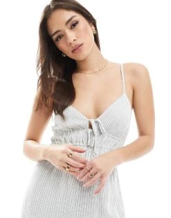 Hollister Cami Strap Jumpsuit With Double Tie Front Detail In Pinstripe For Women Multi 9 Hollister Cami Strap Jumpsuit With Double Tie Front Detail In Pinstripe For Women Multi -Hollister Shop 207896231 3