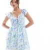 Hollister Short Sleeve Shirred Waist Detail Mini Skater Dress In Floral Print For Women Multi -Hollister Shop 207896272 1 multi