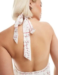 Hollister Halterneck Linen Mini Swing Dress In Contrast Geo Print For Women Multi -Hollister Shop 207896284 4