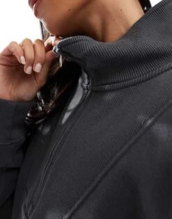 Hollister Oversized Ribbed Half Zip Sweat Top In Charcoal For Women 9 Hollister Oversized Ribbed Half Zip Sweat Top In Charcoal For Women -Hollister Shop 207896311 3