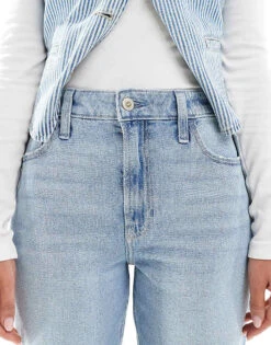 Hollister Ultra High Rise Dad Jean In Medium Blue Wash For Women -Hollister Shop 207896336 5