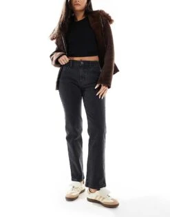 Hollister High Rise Loose Leg Jean In Washed Black For Women