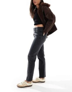 Hollister High Rise Loose Leg Jean In Washed Black For Women -Hollister Shop 207896365 3