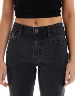 Hollister High Rise Loose Leg Jean In Washed Black For Women -Hollister Shop 207896365 5