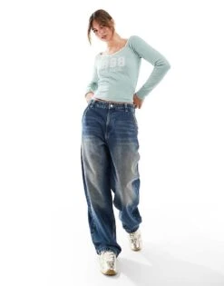 Hollister Sport Motif Off Shoulder Top In Sage Green For Women -Hollister Shop 207899655 4