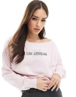 Hollister Off The Shoulder Los Angeles Cropped Jumper In Light Pink For Women -Hollister Shop 207900602 1 pink 1
