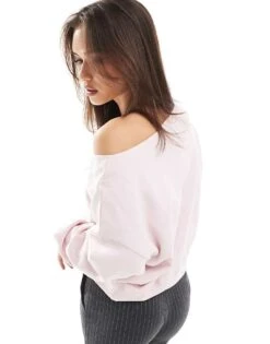 Hollister Off The Shoulder Los Angeles Cropped Jumper In Light Pink For Women -Hollister Shop 207900602 3