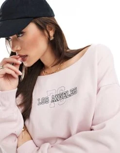 Hollister Off The Shoulder Los Angeles Cropped Jumper In Light Pink For Women -Hollister Shop 207900602 4
