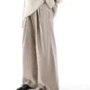 Hollister Low Rise Baggy Trouser In Oatmeal For Women