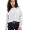 Hollister Off Shoulder Boyfriend Sweat Top In Grey For Women