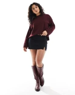 Hollister High Rise Aline Mini Skort In Black For Women -Hollister Shop 207900696 4