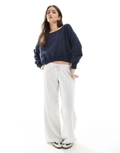 Hollister Off Shoulder Boyfriend Sweat Top In Navy For Women -Hollister Shop 207900697 4