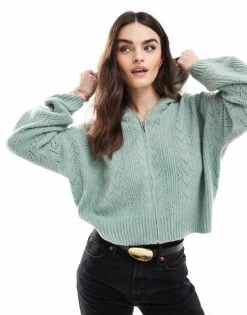 Hollister Zip Through Cardi In Green For Women Pink -Hollister Shop 207900715 1 pink 1