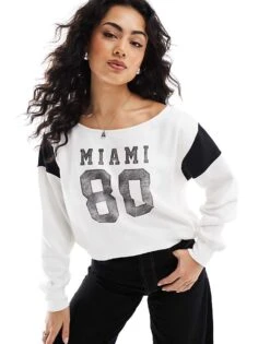 Hollister Cropped Off The Shoulder Miami Jumper In White For Women
