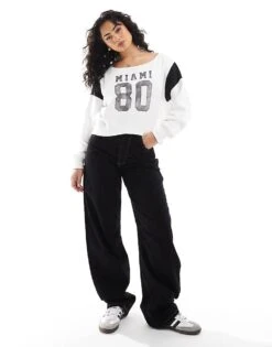 Hollister Cropped Off The Shoulder Miami Jumper In White For Women -Hollister Shop 207900767 4