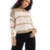 Hollister Contrast Slouchy Off Shoulder Knit In Cream Stripe For Women Multi -Hollister Shop 207900785 1 multi