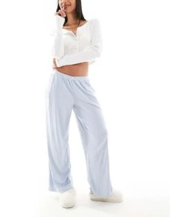 Hollister Nightwear Ribbed Baggy Trouser In Blue Multi For Women Zen Blue