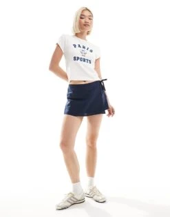 Hollister Linen Wrap Skort In Navy For Women -Hollister Shop 207900821 1 navy 1