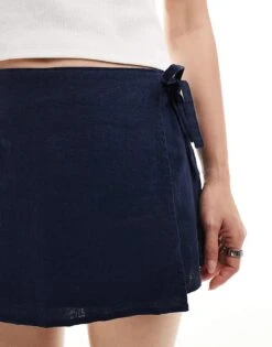 Hollister Linen Wrap Skort In Navy For Women -Hollister Shop 207900821 3