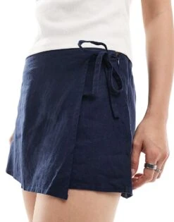 Hollister Linen Wrap Skort In Navy For Women -Hollister Shop 207900821 5