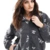 Hollister Embroidered Sherp Linef Fleece Jacket In Black Floral For Women