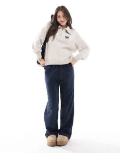 Hollister Half Zip Knitted Logo Jumper In Beige For Women Grey -Hollister Shop 207900872 4