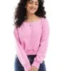 Hollister Off Shoulder Boyfriend Sweat Top In Pink For Women