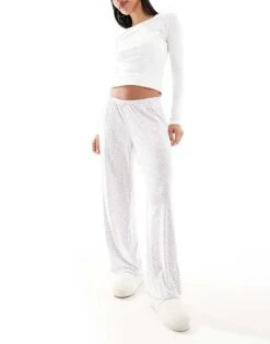 Hollister Nightwear Ribbed Baggy Trouser In White Heart Print For Women Multi -Hollister Shop 207900929 1 multi 1