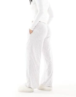 Hollister Nightwear Ribbed Baggy Trouser In White Heart Print For Women Multi -Hollister Shop 207900929 2