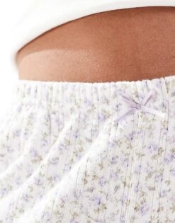 Hollister Nightwear Ribbed Baggy Trouser In White Heart Print For Women Multi -Hollister Shop 207900929 3