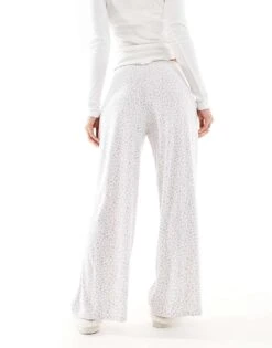 Hollister Nightwear Ribbed Baggy Trouser In White Heart Print For Women Multi -Hollister Shop 207900929 4