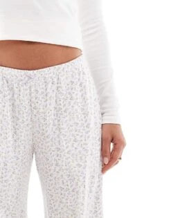 Hollister Nightwear Ribbed Baggy Trouser In White Heart Print For Women Multi -Hollister Shop 207900929 5