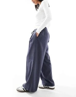 Hollister Low Rise Baggy Trouser In Beige For Women Pinstripe -Hollister Shop 207900947 4